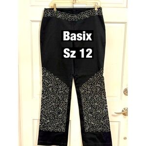 Basix Black Vintage Jeans Beaded Embroidered with tags. Incredible‎